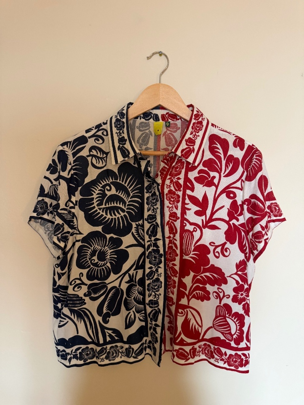 Farm Rio 100% Viscose Tropical Print Button-Up Shirt – Soft Summer Blouse